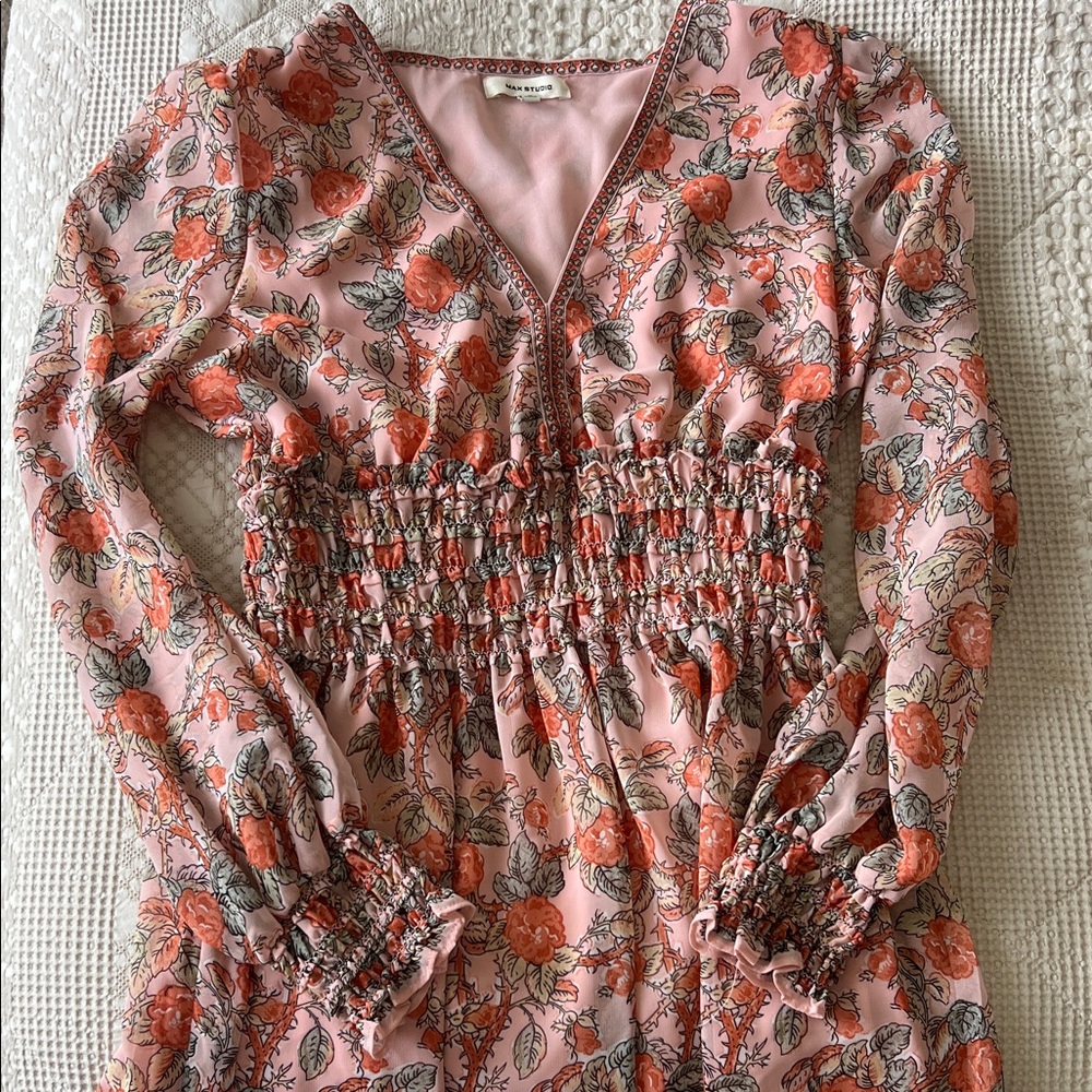 Max Studio Floral Smocked Dress